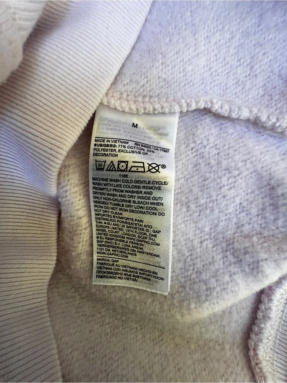 GAP logo front sweatshirt pink white floral Size M